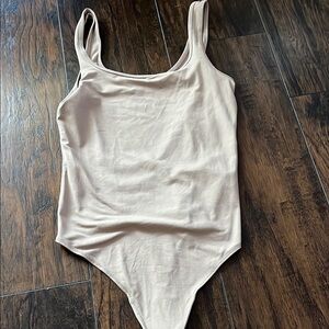 Abercrombie Soft AF Light Tan Scoop Neck Tank Bodysuit